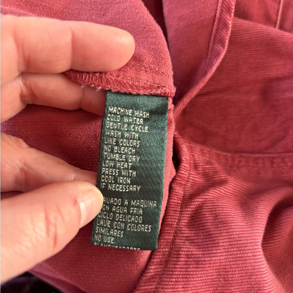 VTG Lauren Ralph Lauren “Dry Goods" utility corduroy Shirt petite M dark pink - Picture 6 of 8
